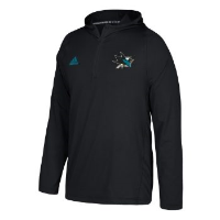 ADIDAS NHL TRAINING JERSEY ¼ ZIP HOODIE SAN JOSE BLACK